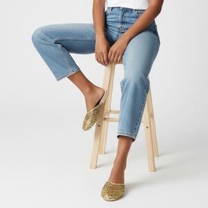 COLIN STEWART - SIZE 7 - RICH GOLD TONE MESH & SEQUINS -SLIP ON SLIDES SLIPPERS7